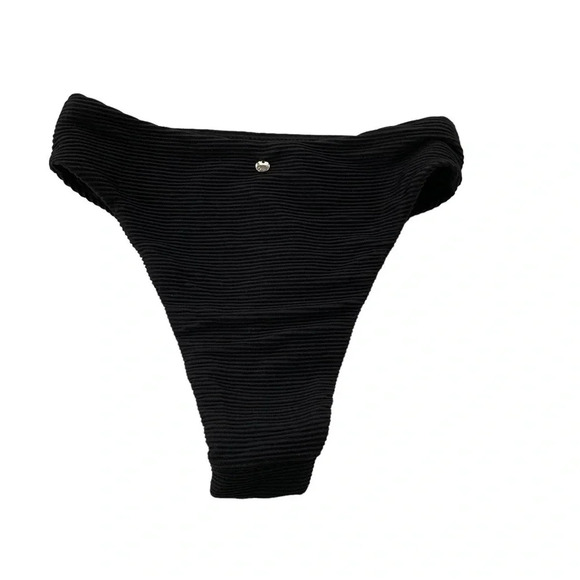 SEAFOLLY High Rise Ribbed Black Bikini bottom Essentials 40609-640 Size 2 NWT - Picture 8 of 16